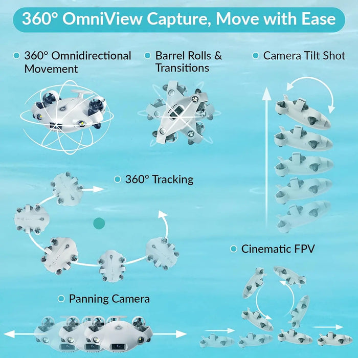 FIFISH V-EVO 4K Underwater Drone with AI Vision Lock 360° Omnidirectional Movement