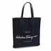 Ferragamo Black Canvas Leather Vertical Tote Handbag for Men