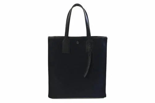 Ferragamo Black Canvas Leather Vertical Tote Handbag for Men