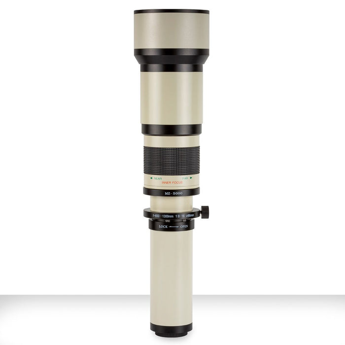 Ultimaxx 650-1300mm Manual Zoom Lens White High Definition Super Telephoto