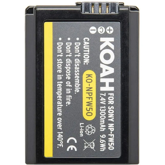 Koah PRO Rechargeable 1300mAh Battery 2-Pack with Dual Charger for Sony NP-FW50