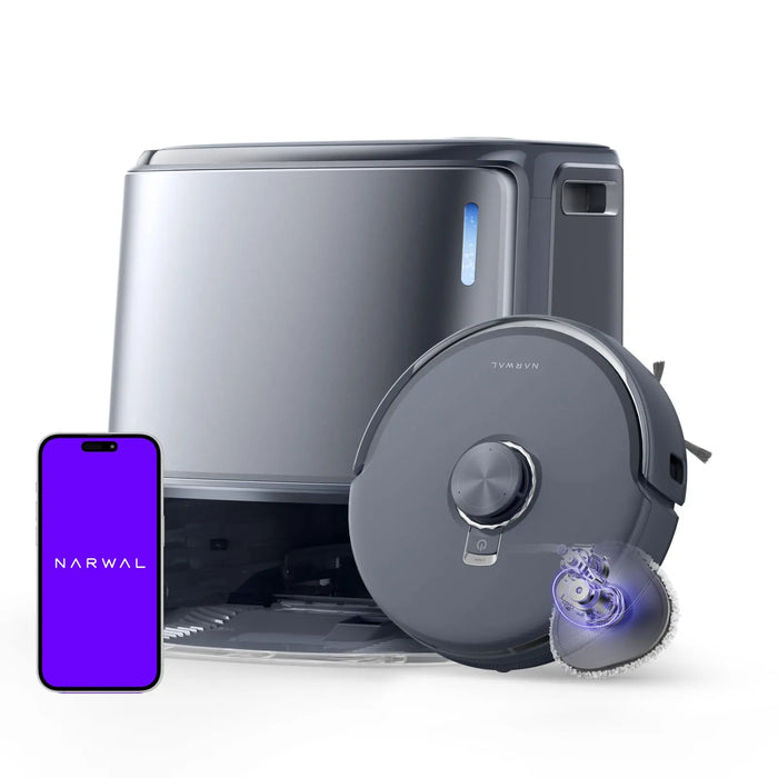 NARWAL Freo Z Ultra Robot Vacuum and Mop Combo, Dual RGB Cameras and Chips, AI Avoidance, 12000Pa Suction, Real-Time Decisions, Adaptive Hot-Water Self Wash & Self Emptying, Pet Hair, Quiet, White