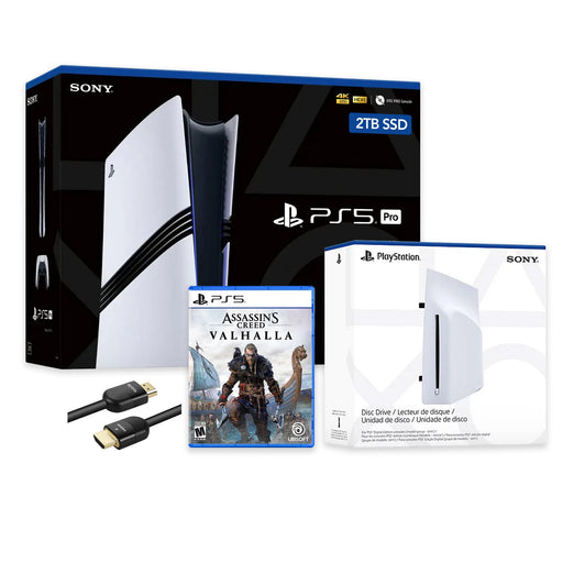 Sony PlayStation 5 Pro 2TB SSD Console with Disc Drive, Wireless Controller and Assassin's Creed Valhalla - CFI-7019