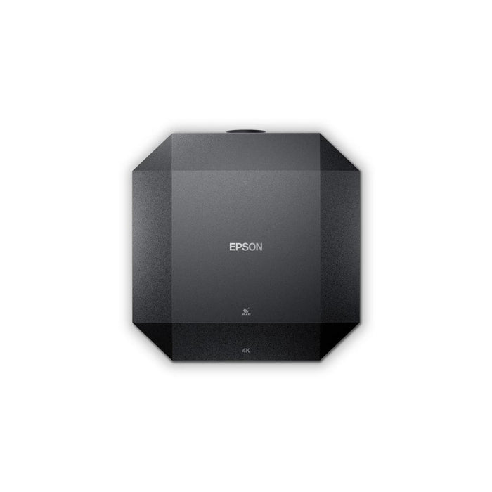 Epson QL3000B 4K laser projector, top-down view with Epson branding and protruding lens