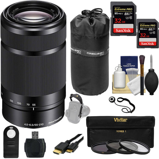 Sony E 55-210mm f/4.5-6.3 OSS (Black) with 2x 32GB Sandisk Bundle — view 1