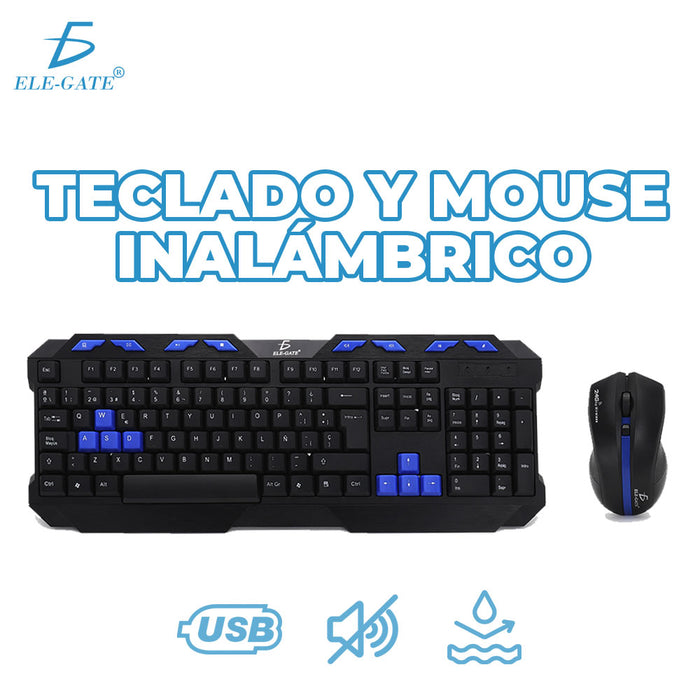 ELE-GATE Wireless Keyboard and Mouse Kit (ST.03) Spanish Spain Black Color reliable wireless connection_Allows you to work or play up to 10 meters away. - NJ Accessory/Buy Direct & Save