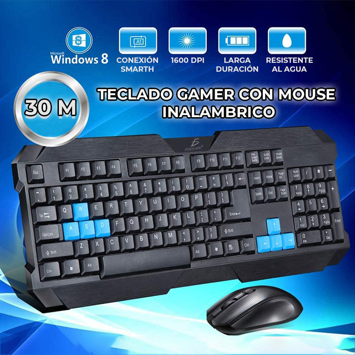 ELE-GATE Wireless Keyboard and Mouse Kit (ST.03) Spanish Spain Black Color reliable wireless connection_Allows you to work or play up to 10 meters away. - NJ Accessory/Buy Direct & Save