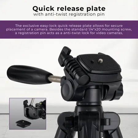 Takama 58-inch Aluminum 3-Section Tripod with 3-Way Pan Head for Cameras