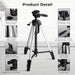Takama 58-inch Aluminum 3-Section Tripod with 3-Way Pan Head for Cameras