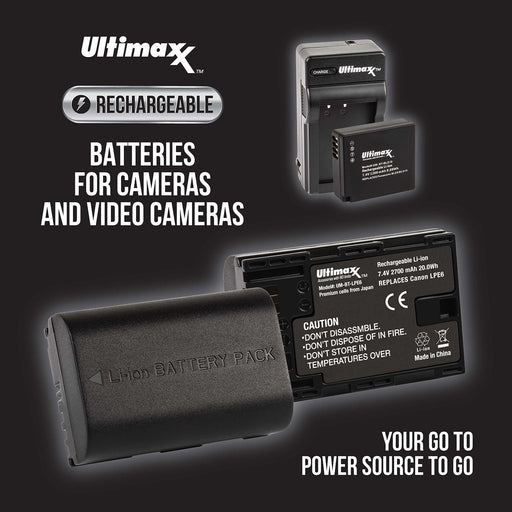 Ultimaxx High-Capacity Rechargeable Camera & Video Camera Batteries for Major Brands