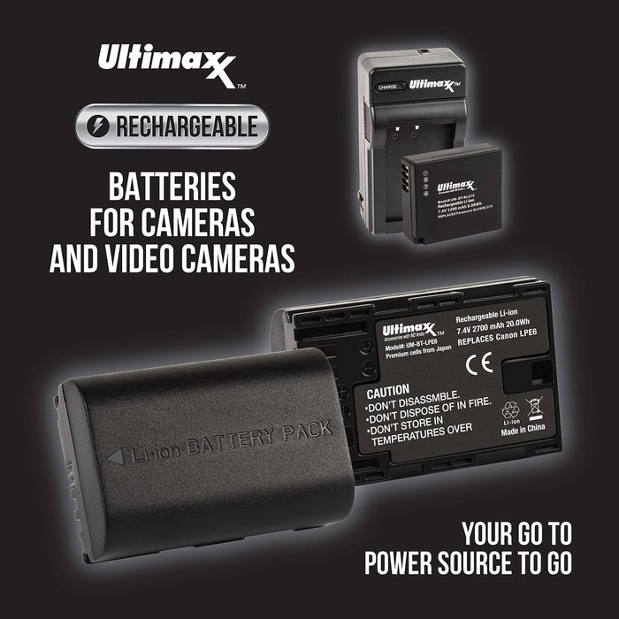 Ultimaxx High-Capacity Rechargeable Camera & Video Camera Batteries for Major Brands