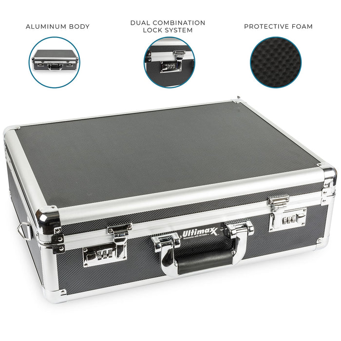 Ultimaxx Medium Aluminum Hard Camera Case with Dual Combination Locks