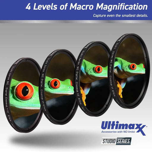 Ultimaxx 46mm Macro Close-Up Filter Kit: +1, +2, +4, +10 Diopter Lenses
