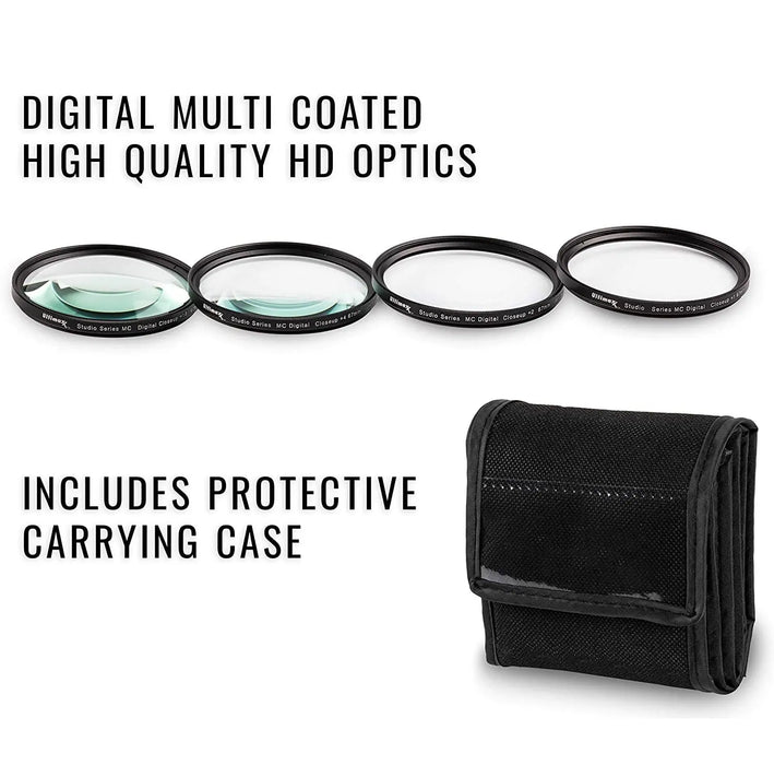 Ultimaxx 46mm Macro Close-Up Filter Kit: +1, +2, +4, +10 Diopter Lenses