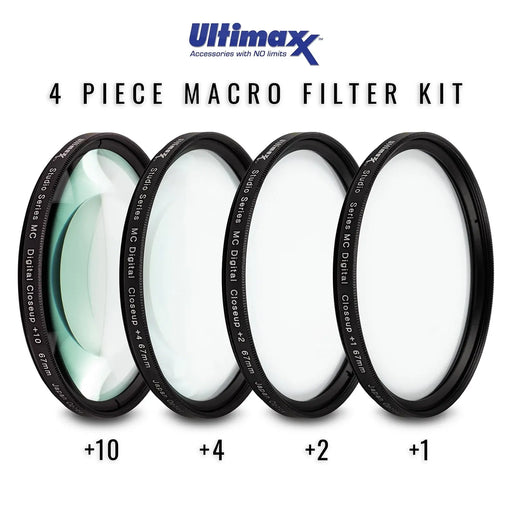 Ultimaxx 62mm Macro Close-Up Lens Filter Kit: +1, +2, +4, +10 Diopter