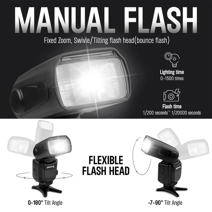 Ultimaxx Auto Camera Flash with LCD, Slave Mode, and Carry Pouch