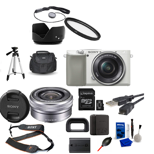 Sony Alpha a6100 (White) with 16-50mm Lens + 32GB Card Bundle — view 1
