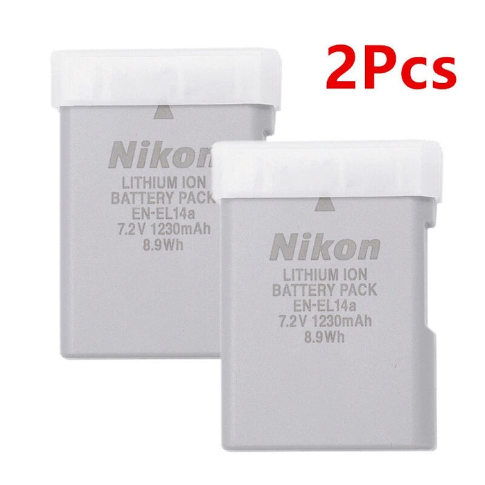 2 Pcs - Nikon EN-EL14a Rechargeable Lithium‑Ion Battery (1230 mAh)