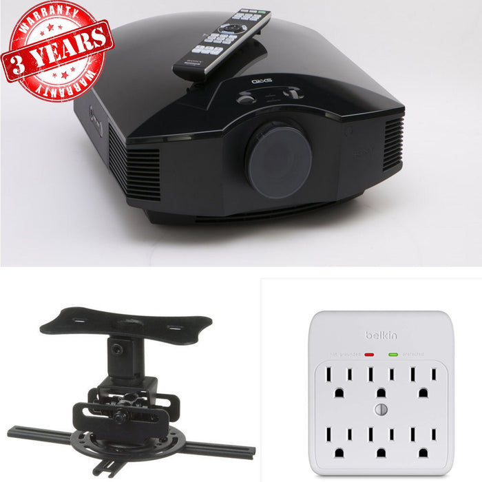 Sony VPL-HW45ES Full HD 3D Home Theater Projector w/ Mount & Surge Protector Bundle