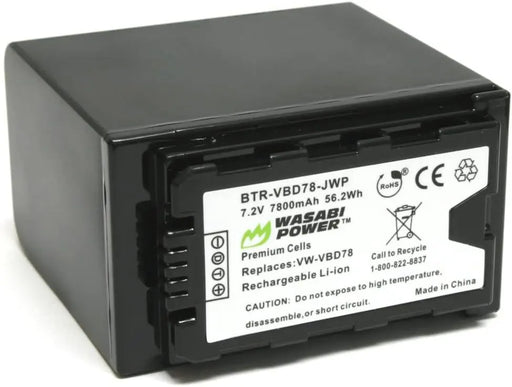 Wasabi Power 7800mAh Battery for Panasonic VW-VBD58, VW-VBD78, AG-VBR89G and Panasonic AG-3DA1, AG-AC8, AG-DVX200, AG-HPX250, AG-HPX255, AG-HVX201, AJ-PCS060, AJ-PX298, HC-MDH2, HC-X1000, HDC-Z10000