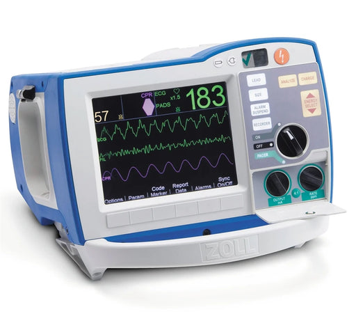 ZOLL R Series ALS manual defibrillator/monitor with apex/sternum paddles, printer and high-contrast display
