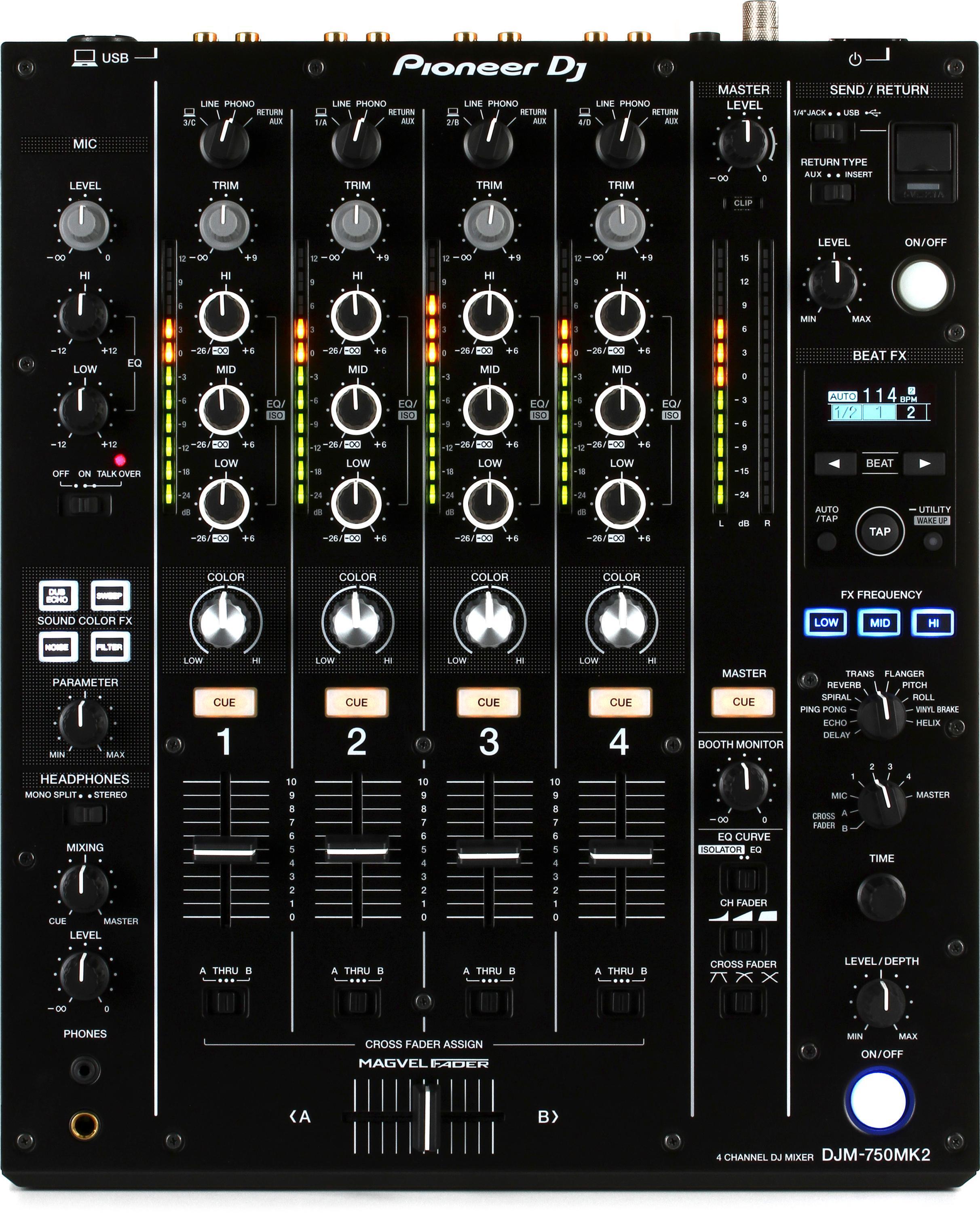 Pioneer DJ DJM-750MK2 4-Channel Professional DJ Club Mixer with