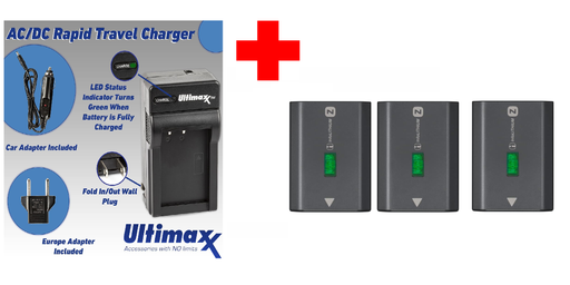 Sony NP-FZ100 Battery 3-Pack + Ultimaxx Rapid Charger — view 2