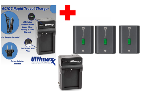 Sony NP-FZ100 Battery 3-Pack + Ultimaxx Rapid Charger — view 1