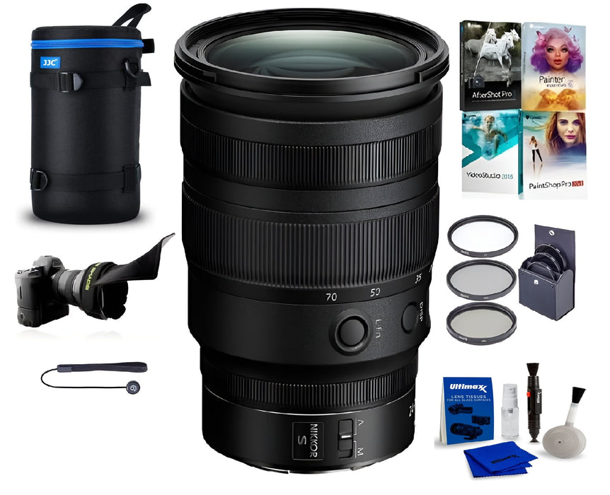 Nikon NIKKOR Z 24-70mm f/2.8 S - Bundle With 82mm Filter Kit + Flex Shade + Wrap + Cleaning Kit + PC Software Package + Lens Pouch
