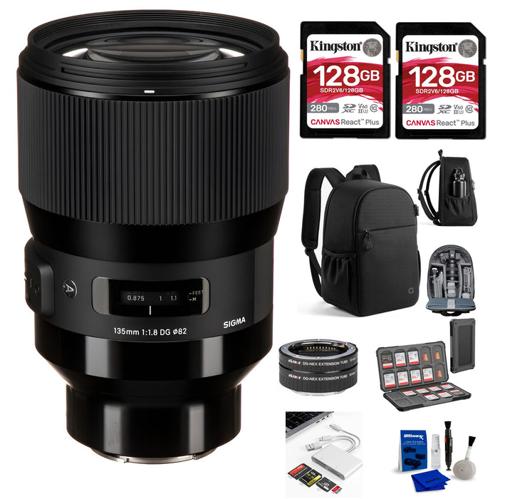 Sigma 135mm f/1.8 DG HSM Art Lens for Sony E - Storage & Memory Bundle