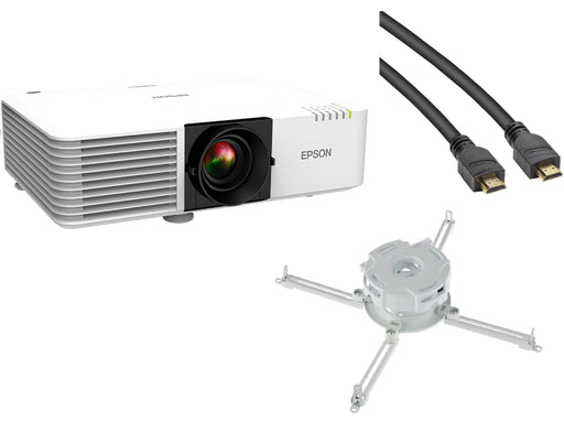 Epson PowerLite L500W 5000-Lumen WXGA 3LCD Laser Projector Kit with Universal Projector Mount with 3" Extension Column + High-Speed HDMI Cable with Ethernet (35') Epson