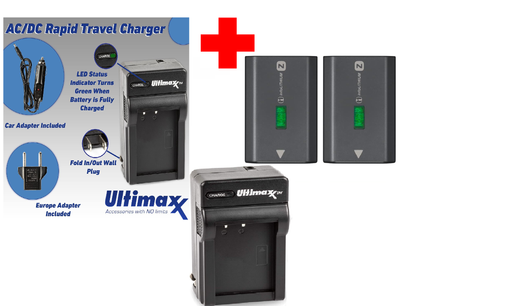 Sony NP-FZ100 Battery 2-Pack + Ultimaxx Rapid Charger — view 1