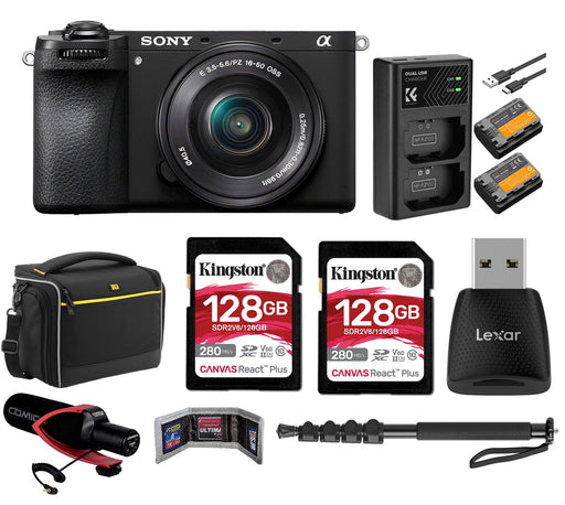 Sony a6700 Mirrorless Camera With 16-50mm f/3.5-5.6 Lens + 2 X Memory Card + Microphone + More Sony