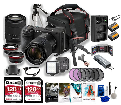Sony a6700 Mirrorless Camera with 18-135mm Lens, Corel Software, + 2x Memory Card, Tripod + Professional Bundle Sony