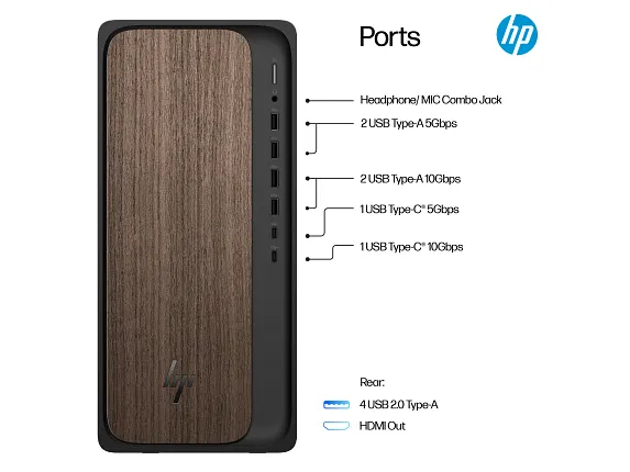 HP OmniDesk M03-0155t Desktop PC Intel Core Ultra 5 16GB RAM 1TB SSD Dark Wood