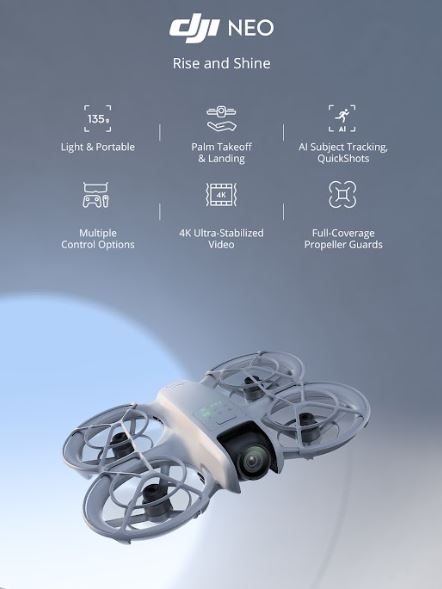 DJI Neo Palm‑Sized 4K Stabilized Drone with Triple Batteries