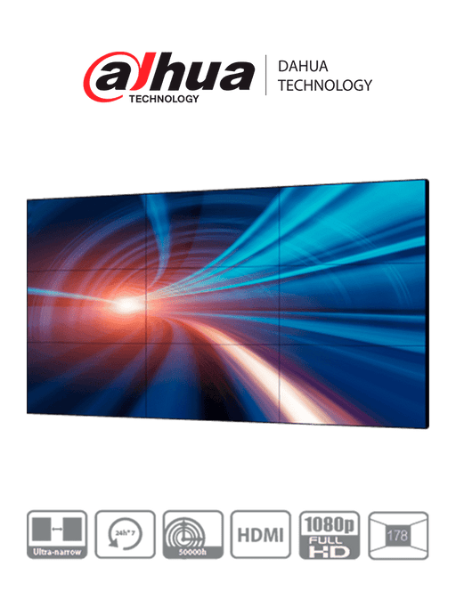 DAHUA LS550UEH-EG - 55-Inch Full HD Display for Videowall / Industrial IPS LCD Panel / 0.88 mm Ultra-Slim Bezel / Supports Daisy Chain (HDMI Chain Connection) / HDMI, DVI, VGA, BNC, USB Interfaces / - NJ Accessory/Buy Direct & Save