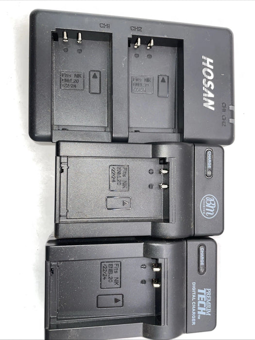 🔋 BM Premium + PremiumTech + HOSAN (Dual) EN-EL20/22/24 Charger Bundle