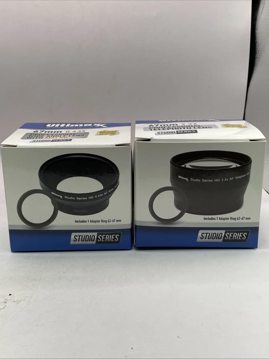🌟 2× Ultimaxx 67mm Lens Kits – 0.43X Pro Wide Angle + Macro + 2.2X Pro Telephoto (Bundle of Two Complete Sets)