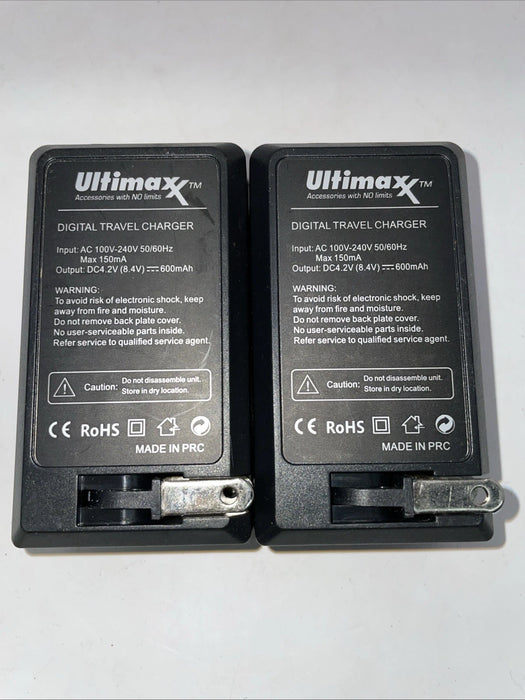 🔌 2× Ultimaxx LP-E17 Digital Travel Chargers – Fast AC/DC Compact Charging Solution