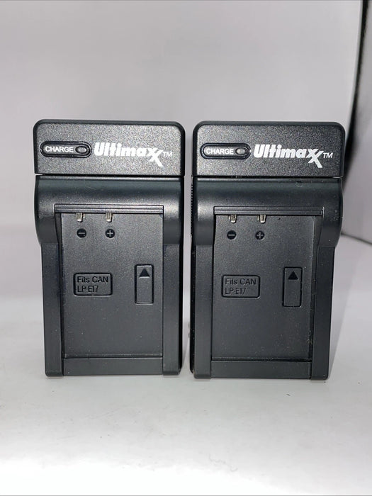 🔌 2× Ultimaxx LP-E17 Digital Travel Chargers – Fast AC/DC Compact Charging Solution