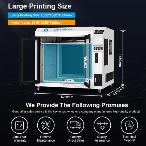 High-Speed Automotive 1000mm³ Large Industrial 3D Printer MD-1000 Pro