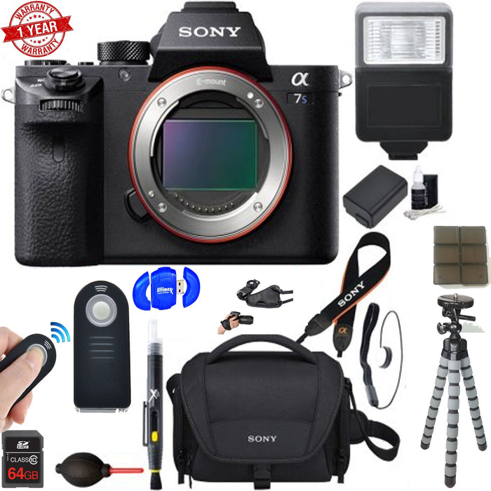Sony Alpha a7S II Mirrorless Interchangeable Lens Camera 64GB Memory & Flash Bundle