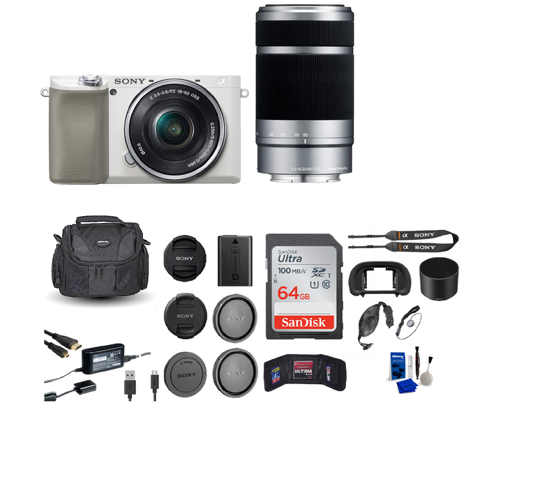 Sony a6100 Mirrorless Camera with 16-50mm and 55-210mm Lenses - White + More — view 1