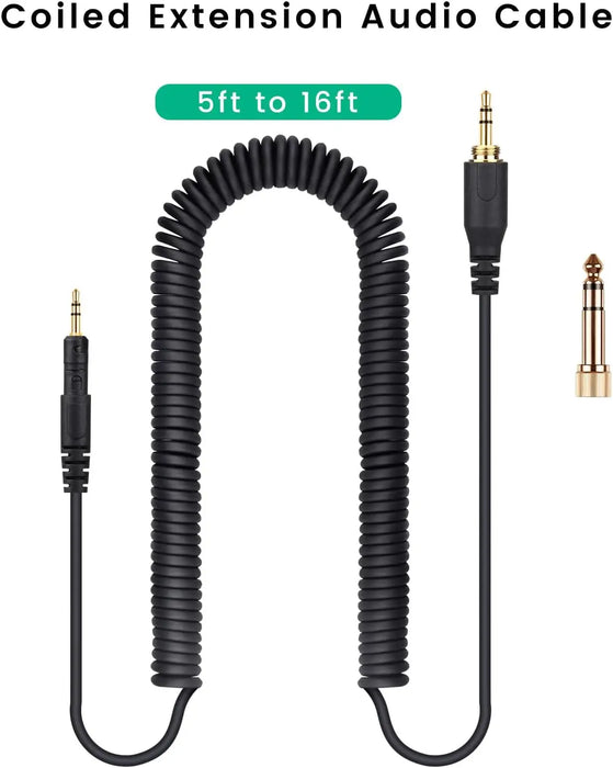 weishan Coiled Audio Cable Compatible with ATH-M50X, ATH-M40X, ATH-M70X Gaming Headphones, 2.5mm to 3.5mm Extension Aux Cord Wire 5ft to 16ft