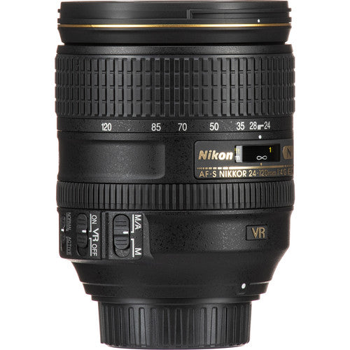 Nikon AF-S NIKKOR 24-120mm f/4G ED VR Lens W/ Backpack Tripod 3 Filters Kit