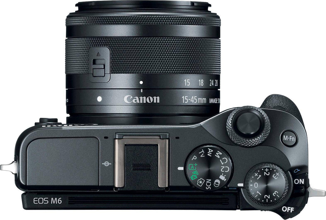 Canon EOS M6 Mirrorless Digital Camera with 15-45mm Lens With Video Editing Software and More