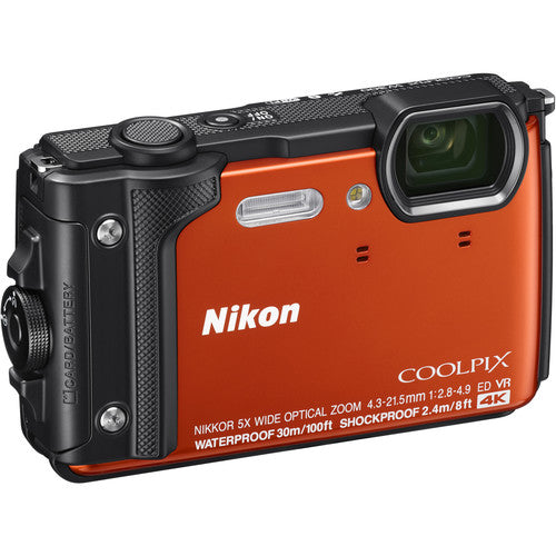 Nikon COOLPIX W300 Digital Camera (Orange/Mix Colors) with 2X 64GB Memory Cards Spare Battery LED Light Bundle