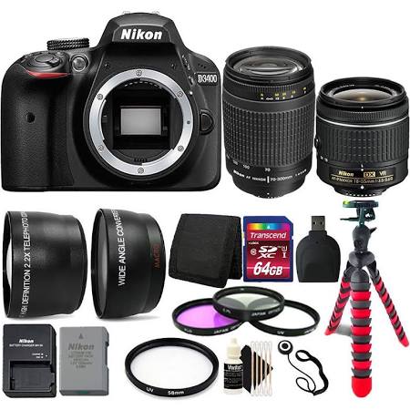 Nikon D3400/D3500 DSLR Camera with 18-55mm & 70-300mm Lens & 8GB Accessory