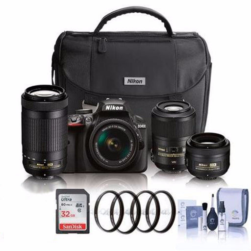 Nikon D3400/D3500 DSLR Camera with 18-55mm Lens & AF-P DX 70-300MM G ED, Nikon 35MM 1.8G AF-S, Nikon 85MM 3.5G AF-S ED VR Mega Bundle